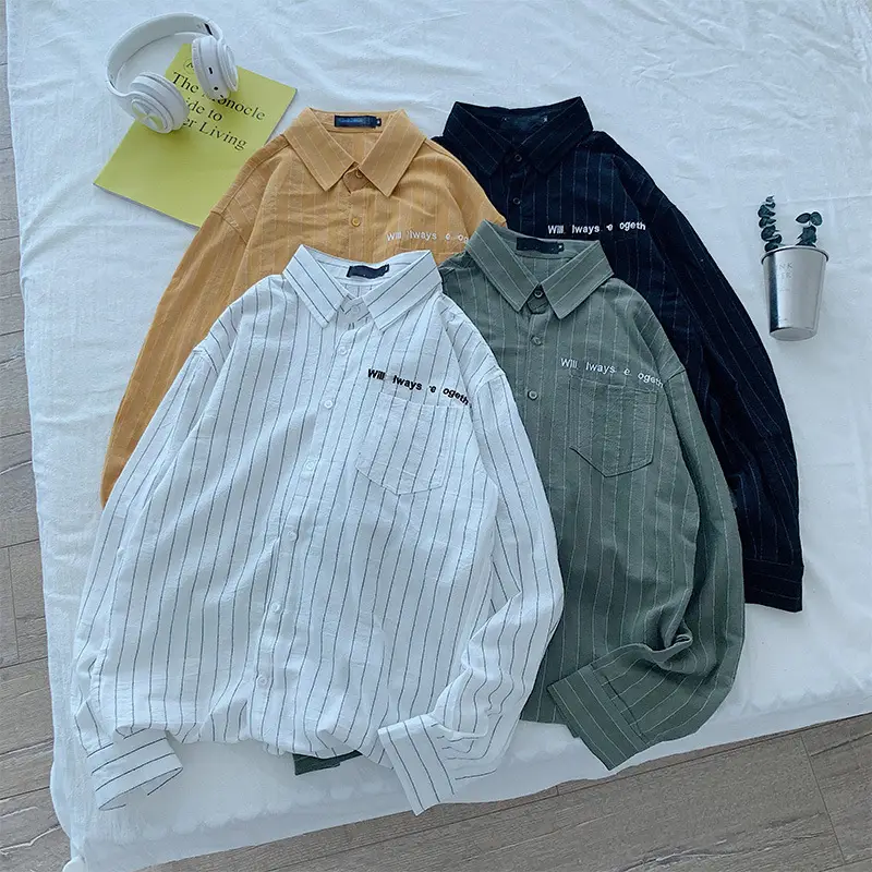 Men Long Sleeve Korean Style Shirt Spring Autumn 2019 - Image 8