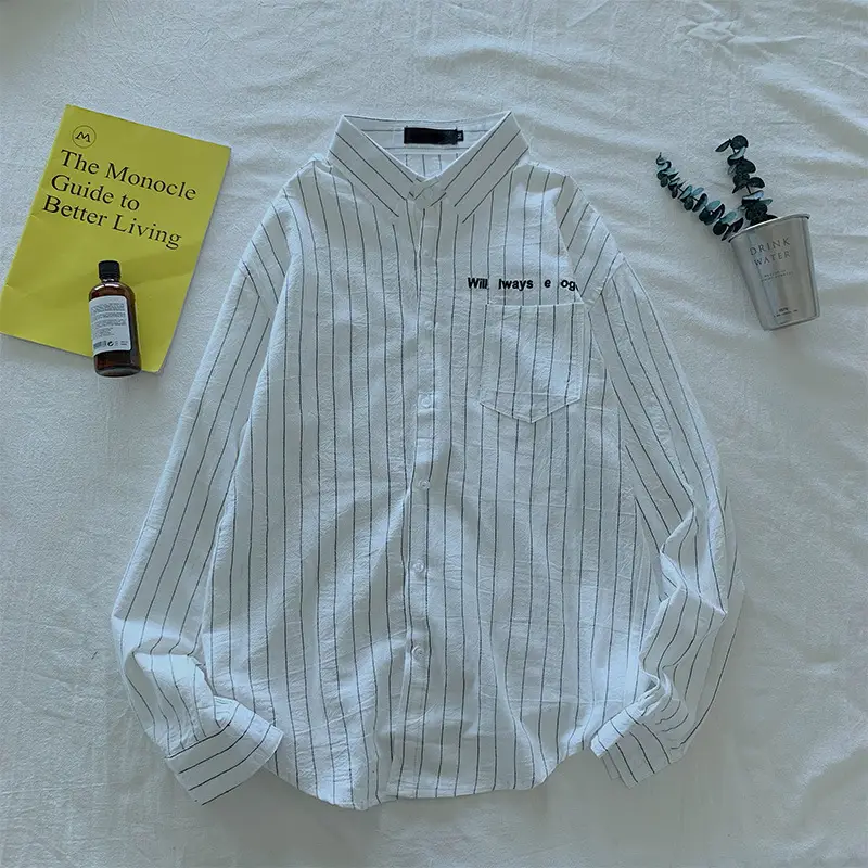 Men Long Sleeve Korean Style Shirt Spring Autumn 2019 - Image 2