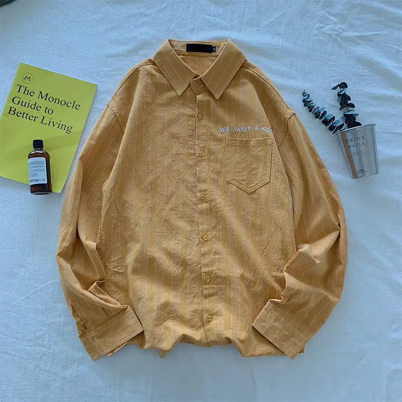 Men Long Sleeve Korean Style Shirt Spring Autumn 2019 - Image 3