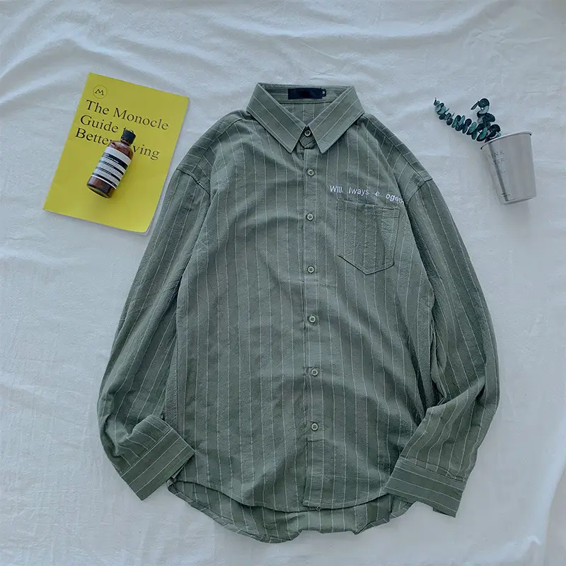 Men Long Sleeve Korean Style Shirt Spring Autumn 2019 - Image 4