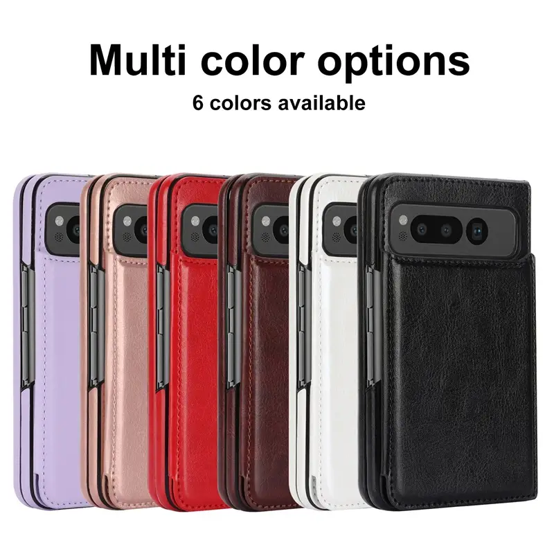 Pink Leather Flip Phone Case with 3 Camera Ports