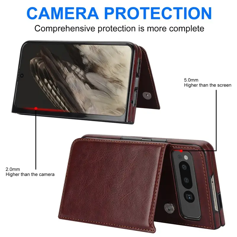 Pink Leather Flip Phone Case with 3 Camera Ports