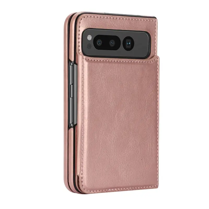 Pink Leather Flip Phone Case with 3 Camera Ports