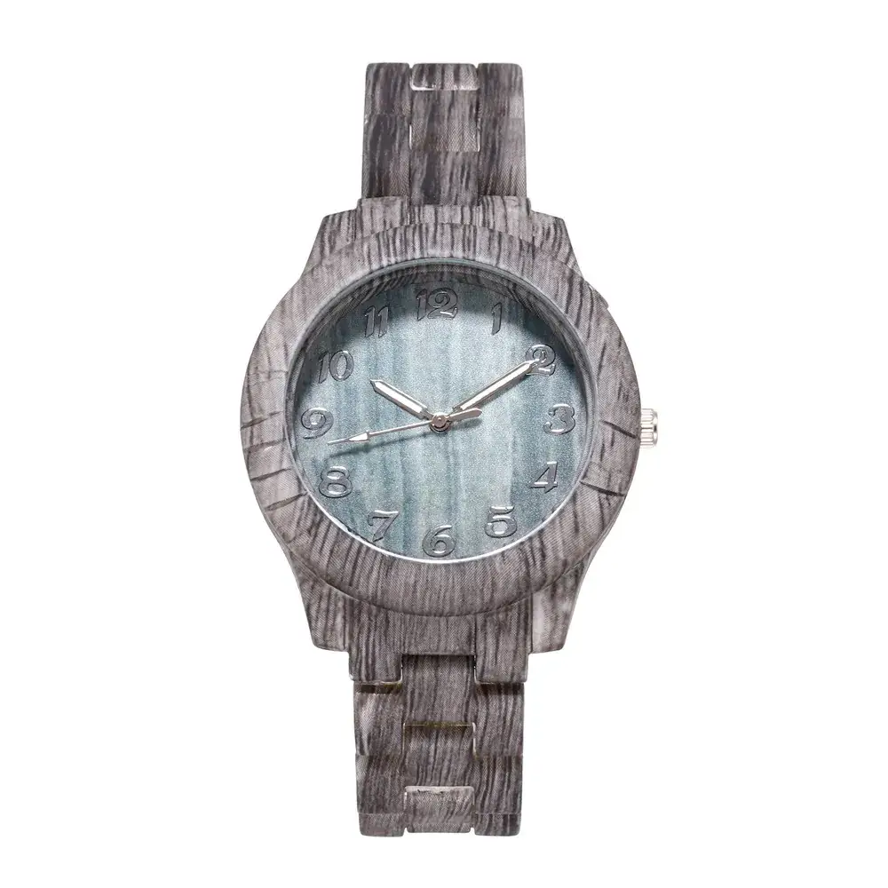 Women's Wood Pattern Digital Watch with Steel Band - Image 5