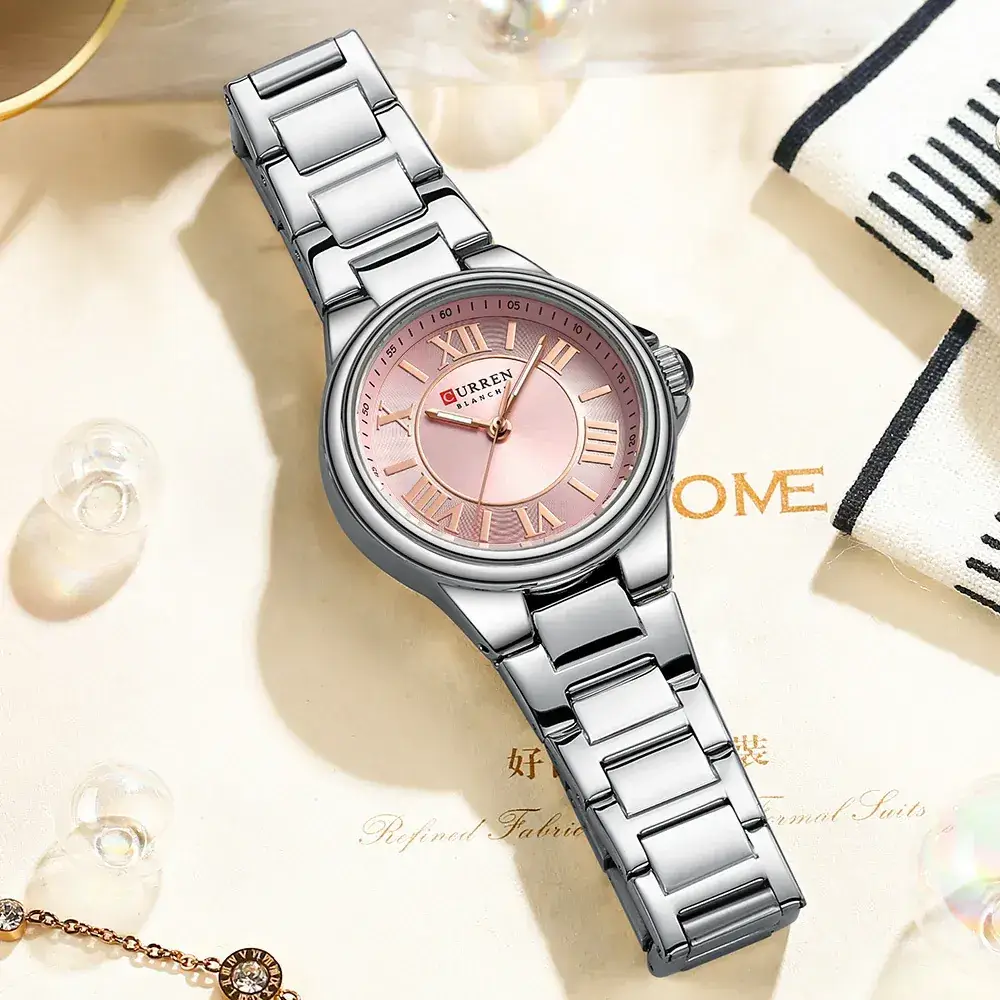 Women's Waterproof Steel Band Quartz Watch Rose Gold Dial - Image 8
