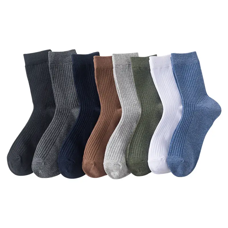 Men's Autumn and Winter Classic Drawstrip Men's Socks All-match Solid Color Cotton Men's Vertical Socks in stock