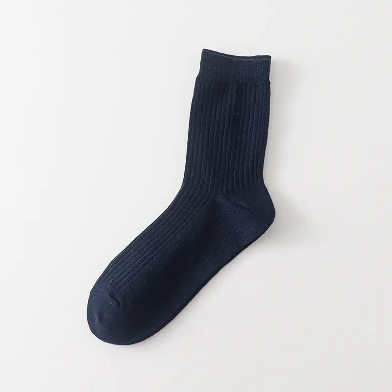Men's Autumn and Winter Classic Drawstrip Men's Socks All-match Solid Color Cotton Men's Vertical Socks in stock