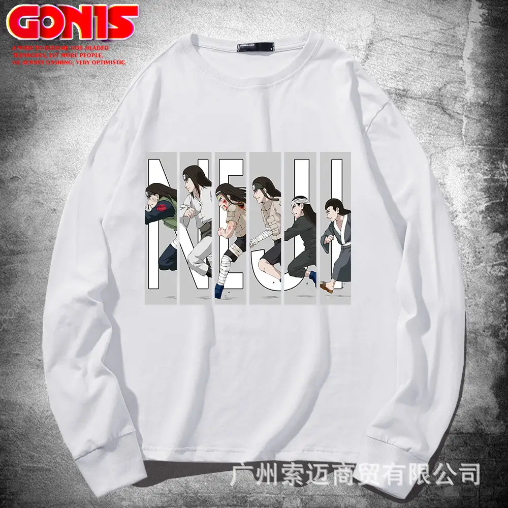 Men White Anime Print Long Sleeve T-Shirt - Image 2