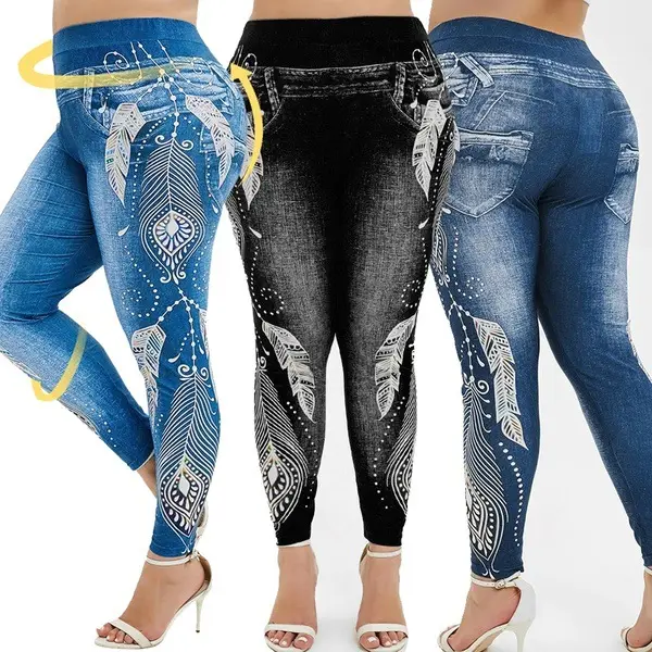 Blue Tie-Dye High Waist Hip Leggings Women - Image 6