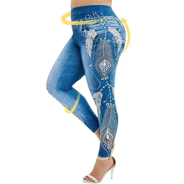 Blue Tie-Dye High Waist Hip Leggings Women - Image 7
