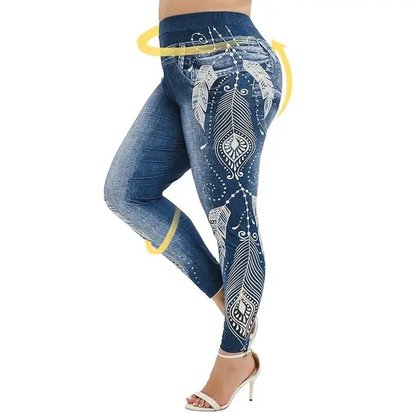 Blue Tie-Dye High Waist Hip Leggings Women - Image 9
