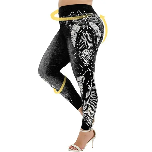 Blue Tie-Dye High Waist Hip Leggings Women — feature 4