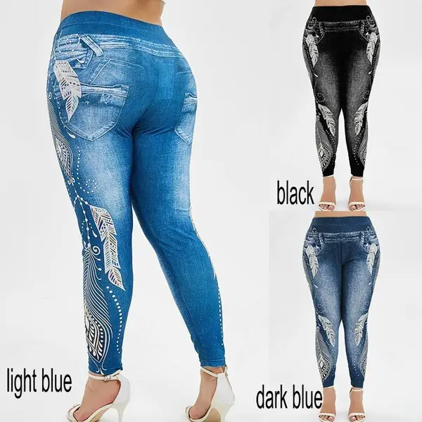 Blue Tie-Dye High Waist Hip Leggings Women — feature 7
