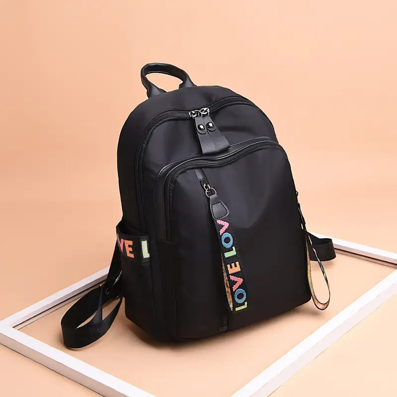 Black Korean Style Women's Backpack with Love Design - Image 5