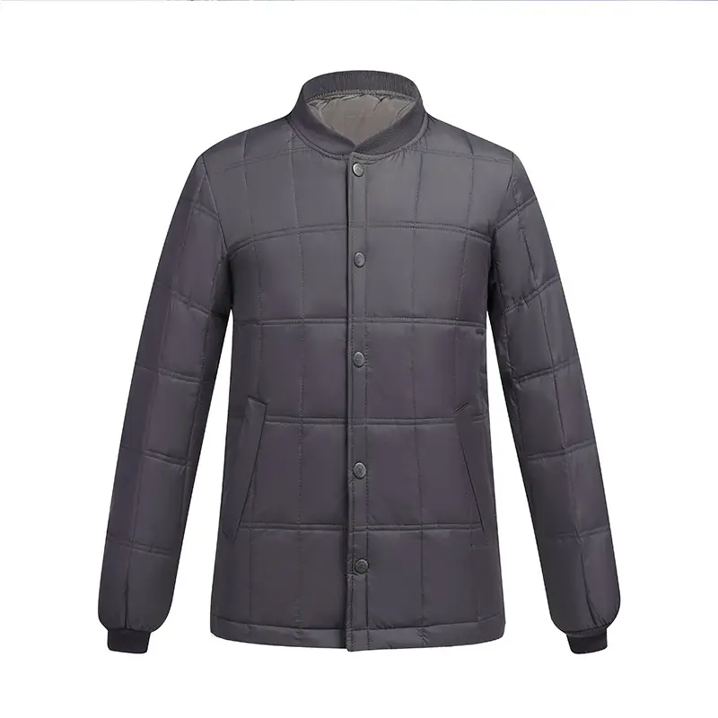 Men's Duck Silk Puffer Jacket Grey Large Winter Warm - Image 10