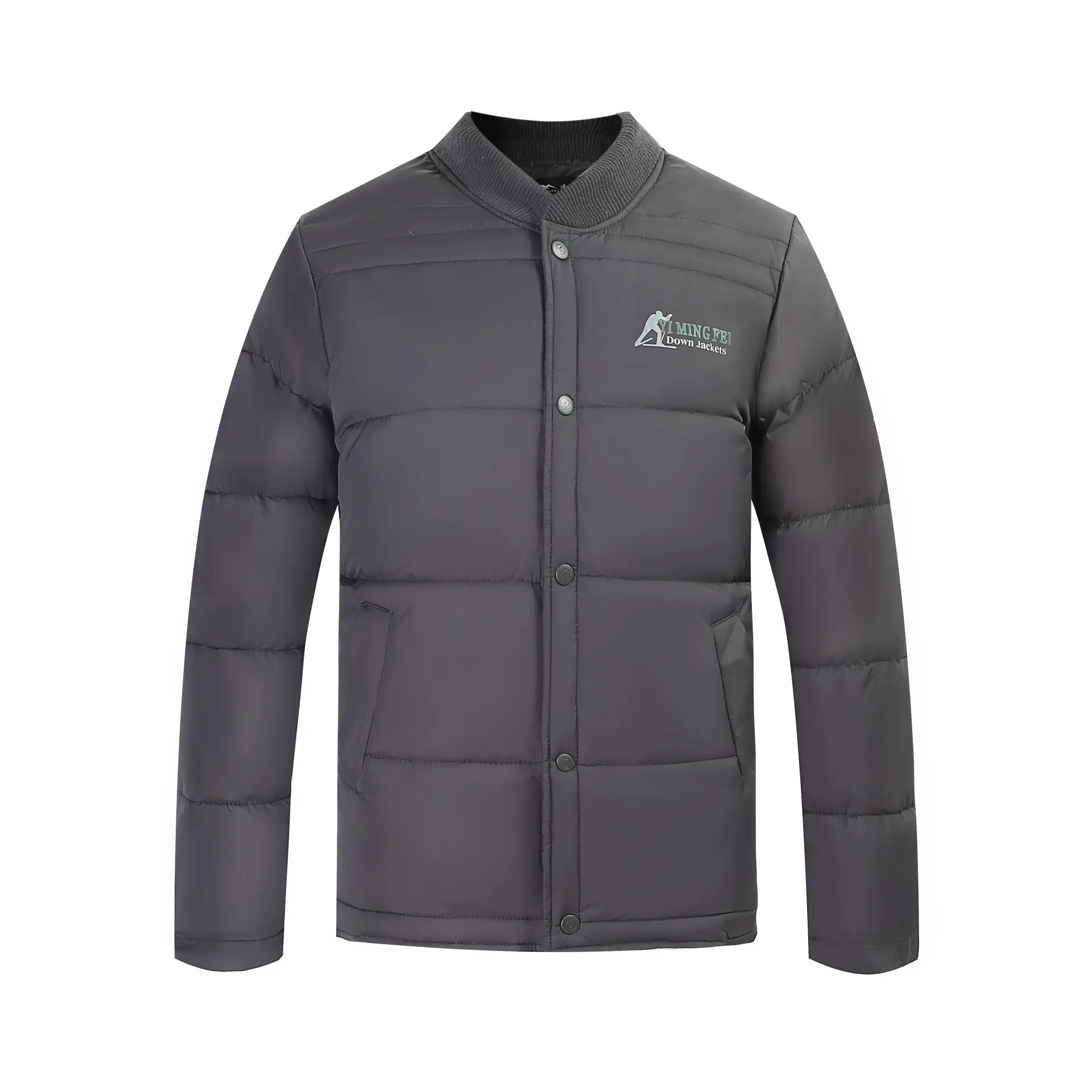 Men's Duck Silk Puffer Jacket Grey Large Winter Warm - Image 5