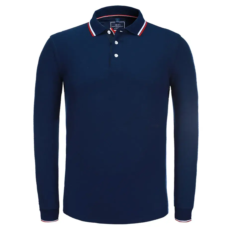 Men Navy Polo Shirt with Red White Trim
