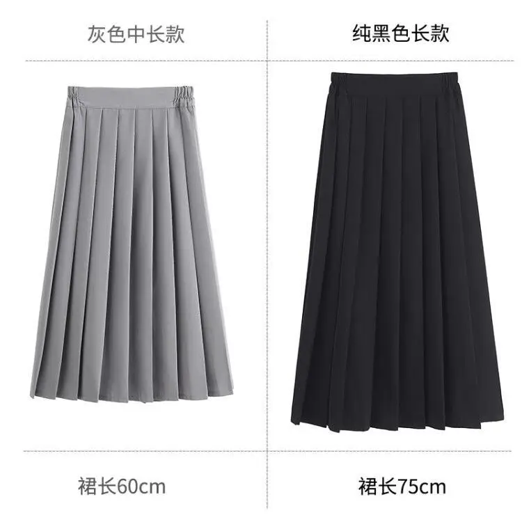 Gray Pleated Women's Skirt Mid-Length School Uniform - Image 12