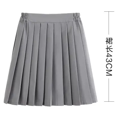 Gray Pleated Women's Skirt Mid-Length School Uniform - Image 4