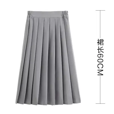 Gray Pleated Women's Skirt Mid-Length School Uniform - Image 5