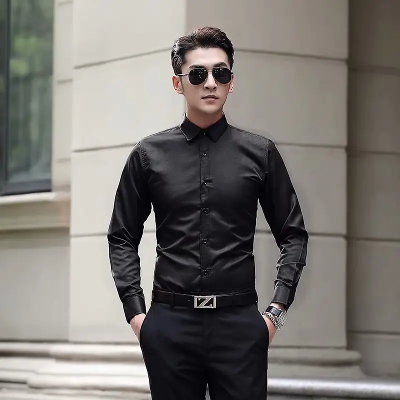 19 Winter Slim Fit Black Shirt for Men - Image 2
