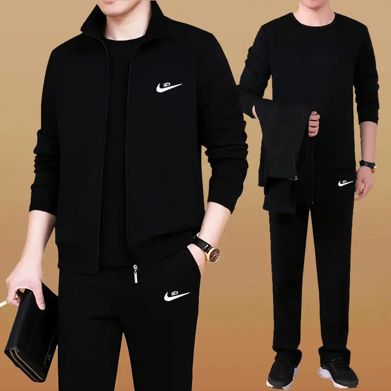 Men's Black Full Zip Hoodie Track Suit 2020 Winter - Image 7