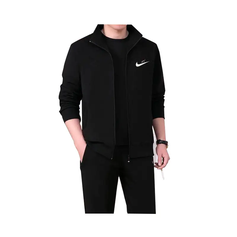 Men's Black Full Zip Hoodie Track Suit 2020 Winter - Image 9