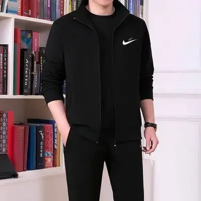 Men's Black Full Zip Hoodie Track Suit 2020 Winter - Image 3