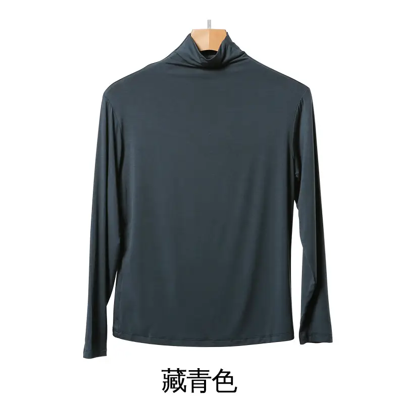 Women's Black Long Sleeve Mock Neck T-Shirt Solid Color - Image 7