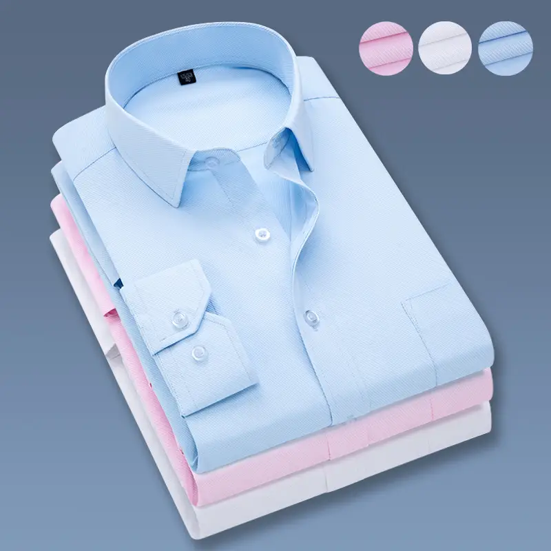 Men's Twill Slim Fit Business Shirt Light Blue - Image 4
