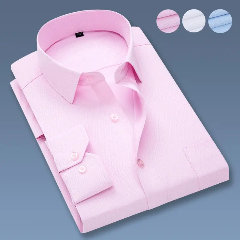 Men's Twill Slim Fit Business Shirt Light Blue - Image 5