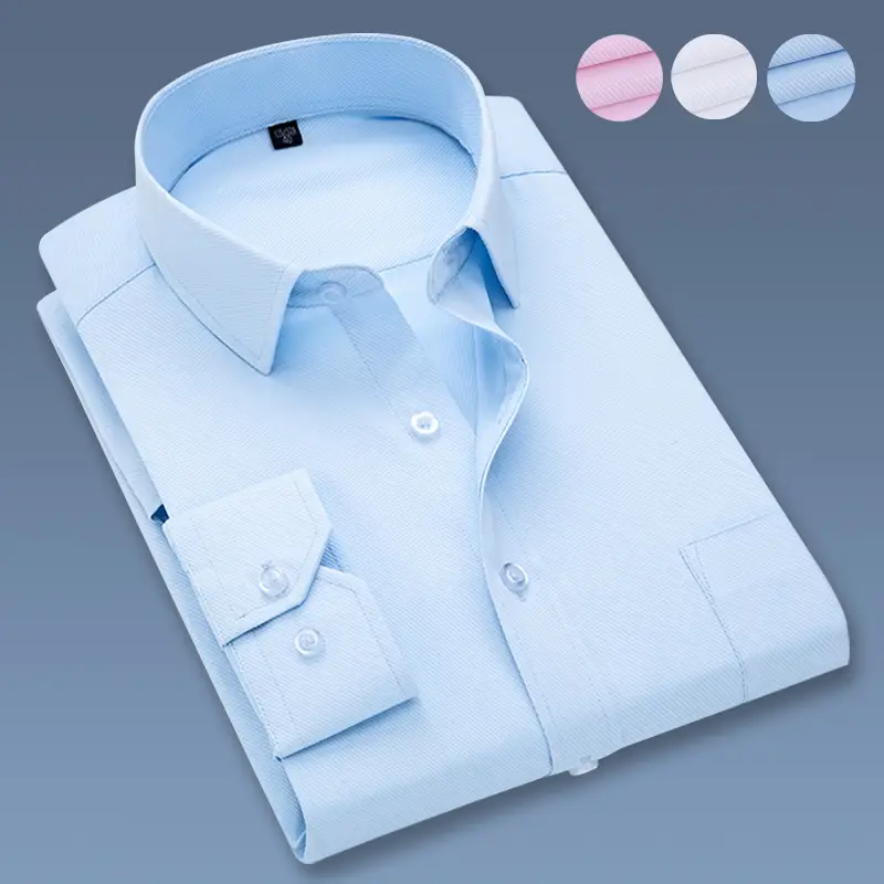 Men's Twill Slim Fit Business Shirt Light Blue - Image 7