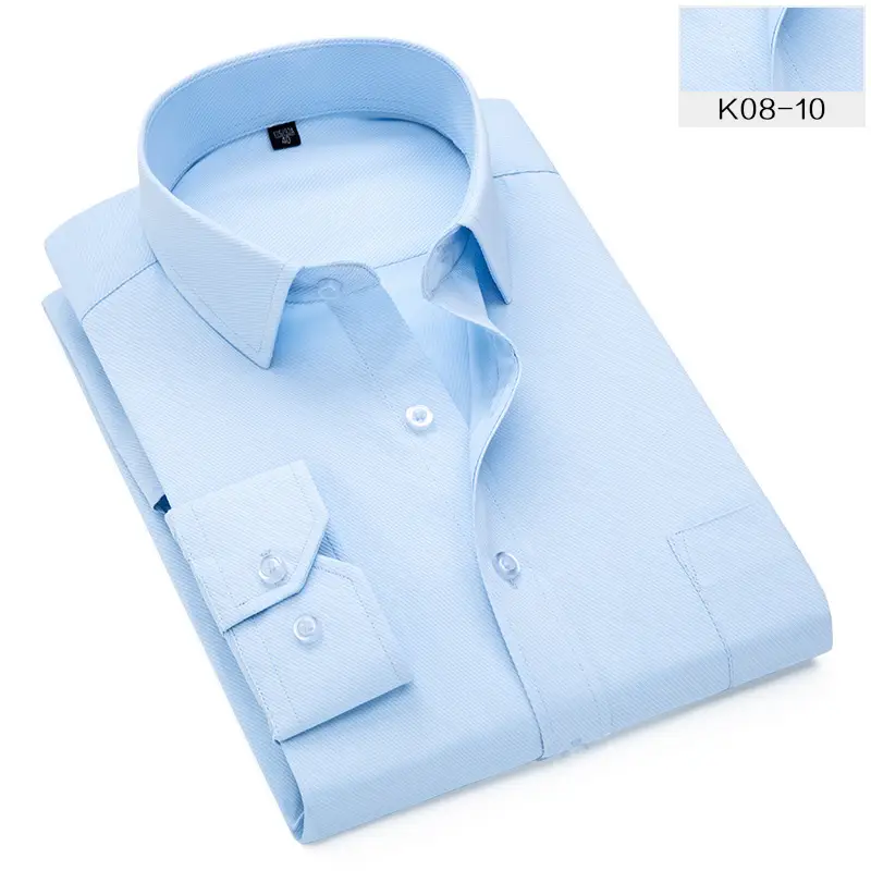 Men's Twill Slim Fit Business Shirt Light Blue - Image 8