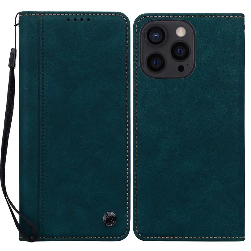 Blue Magnetic Leather Phone Case for iPhone 16 - Image 8