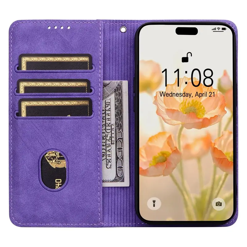 Blue Magnetic Leather Phone Case for iPhone 16 - Image 9