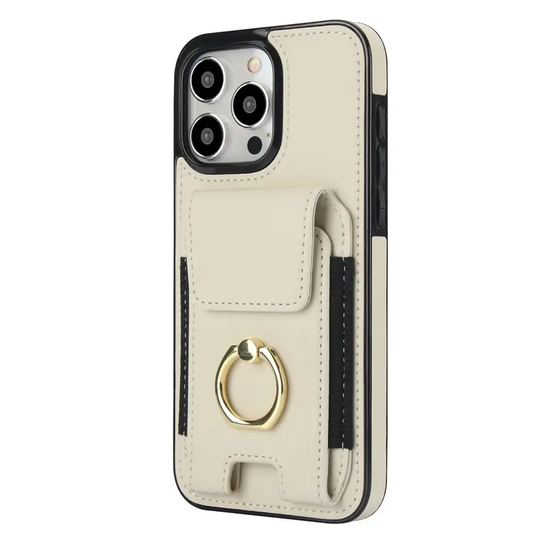 Elastic Ring Buckle Mobile Phone Leather Case 6 Colors