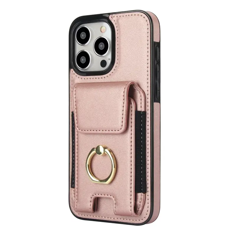 Elastic Ring Buckle Mobile Phone Leather Case 6 Colors