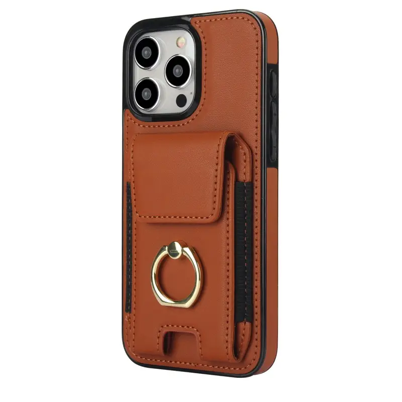 Elastic Ring Buckle Mobile Phone Leather Case 6 Colors