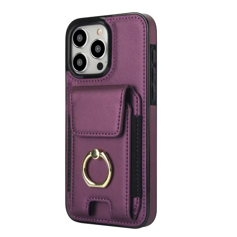 Elastic Ring Buckle Mobile Phone Leather Case 6 Colors