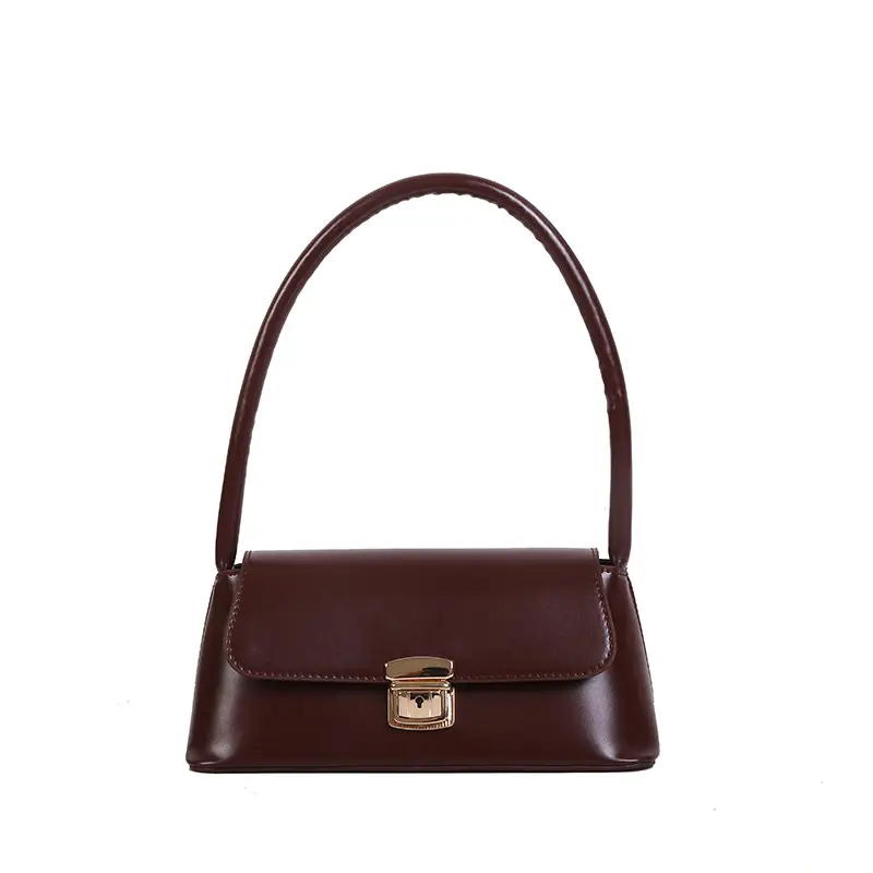 Black Korean Style Women's Shoulder Bag with Gold Clasp