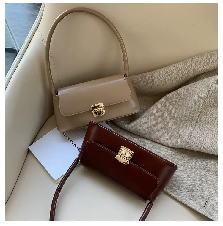 Black Korean Style Women's Shoulder Bag with Gold Clasp — feature 1