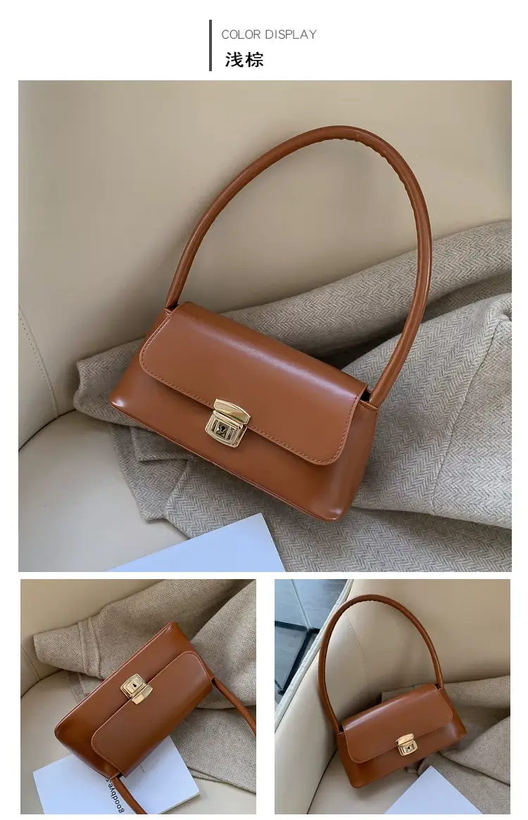Black Korean Style Women's Shoulder Bag with Gold Clasp — feature 77