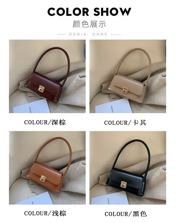 Black Korean Style Women's Shoulder Bag with Gold Clasp — feature 83