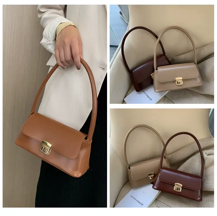 Black Korean Style Women's Shoulder Bag with Gold Clasp — feature 85