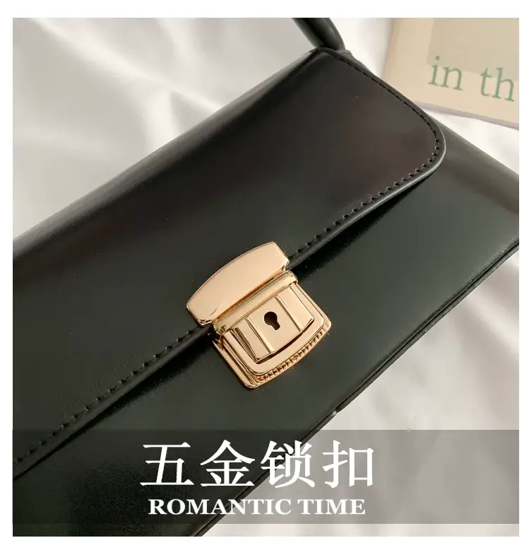 Black Korean Style Women's Shoulder Bag with Gold Clasp — feature 89