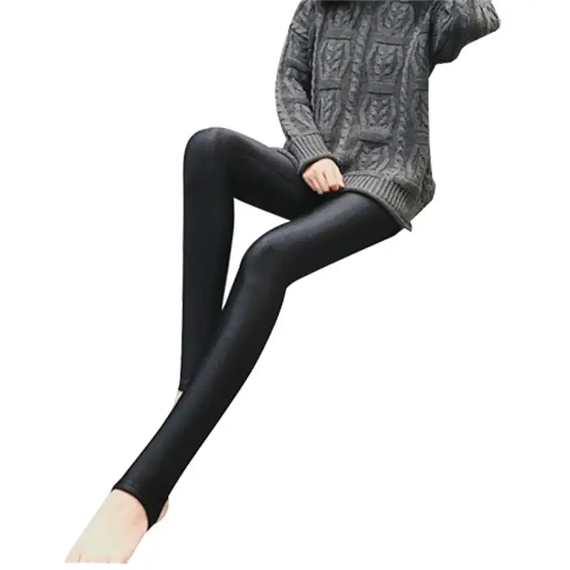 Women Fleece Cropped High Waist Leggings Black