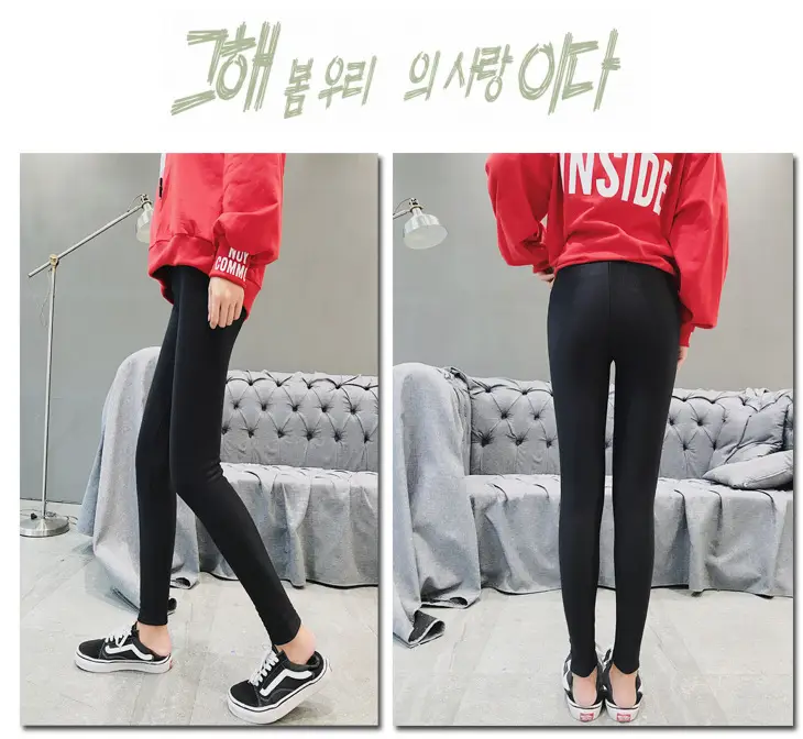 Women Fleece Cropped High Waist Leggings Black — feature 15