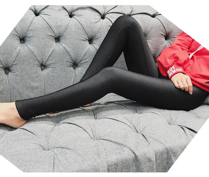 Women Fleece Cropped High Waist Leggings Black — feature 17