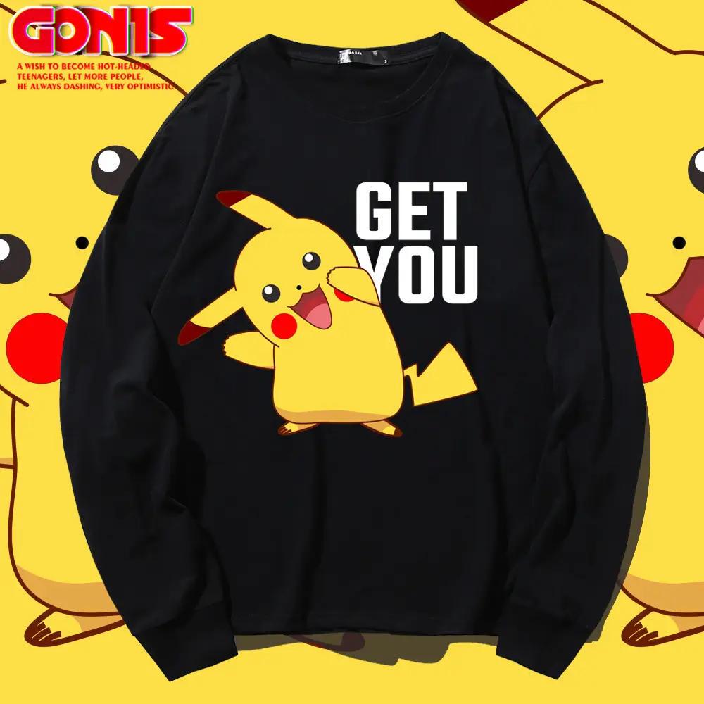 Pikachu Get You Sweatshirt Green Cotton Long Sleeve