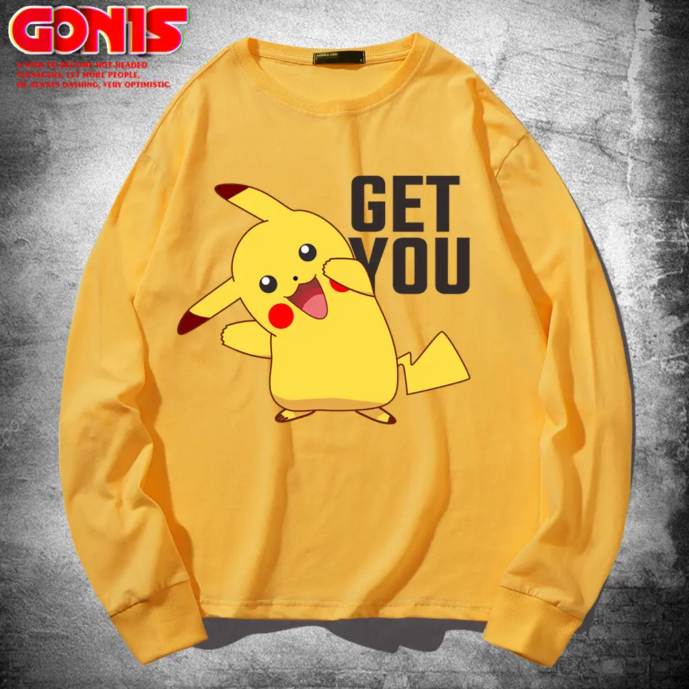 Pikachu Get You Sweatshirt Green Cotton Long Sleeve
